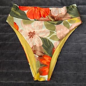 High Cut High Waisted Floral Bikini Bottom
